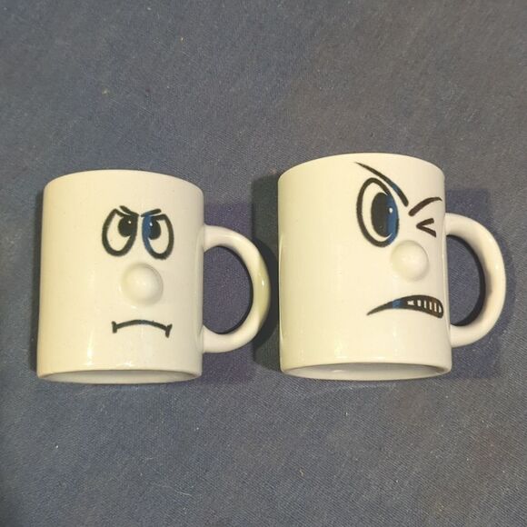 Vintage 3D Funny Face ATICO Anthropomorphic Coffee Cups Mugs 90s - Picture 2 of 5